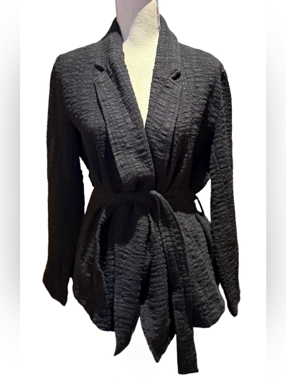 Free People Slouchy Gauze Seersucker Wrap Jacket - Size Large